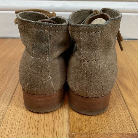 Frye Suede Lace Up Boots 7B Womens Leather Heel Ankle Shaft Grey Brown - Picture 6 of 8